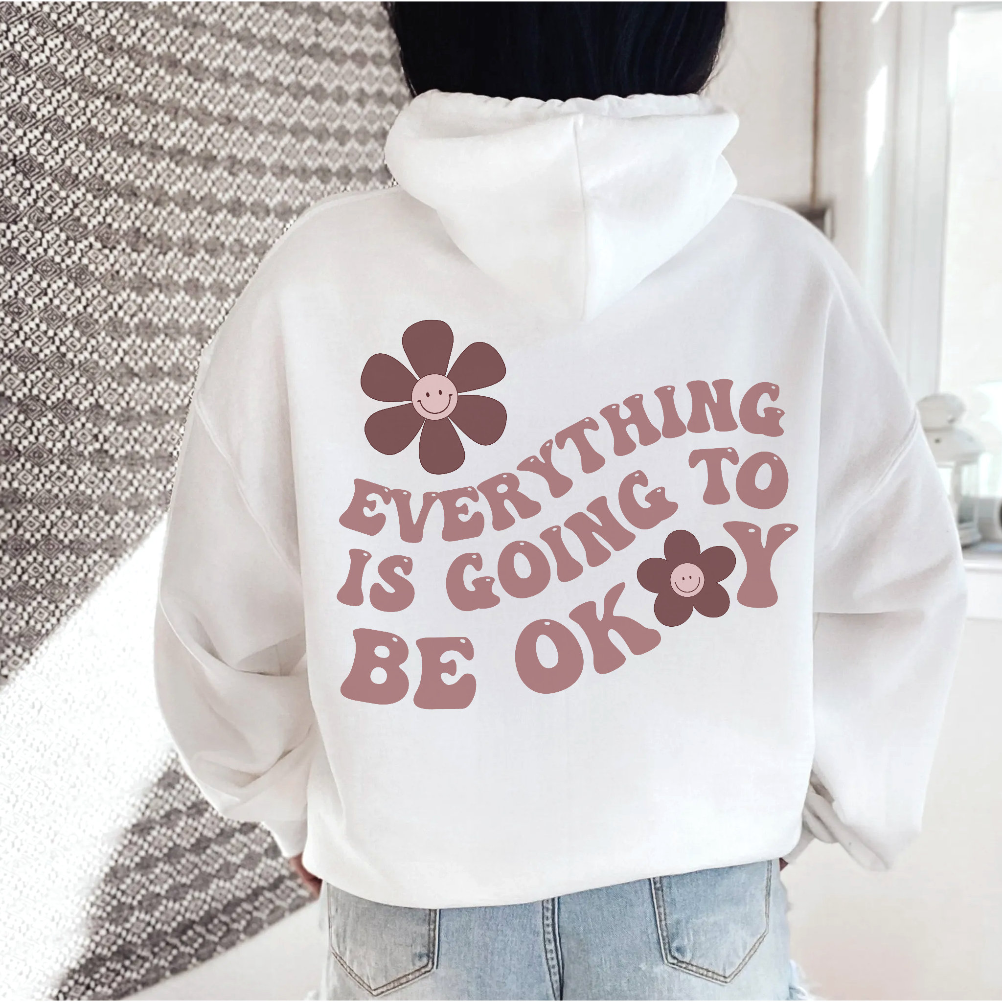 Everything is Going to Be Ok Hoodie Trendy Hoodies Preppy Sweatshirt Aesthetic Clothes Oversized Hoodie VSCO Hoodie Tumblr Hoodie for Women