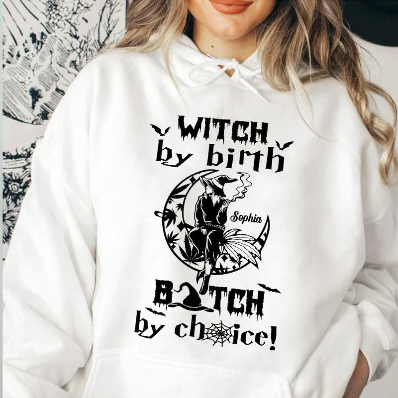 Smoking Witch Hoodie On The Moon