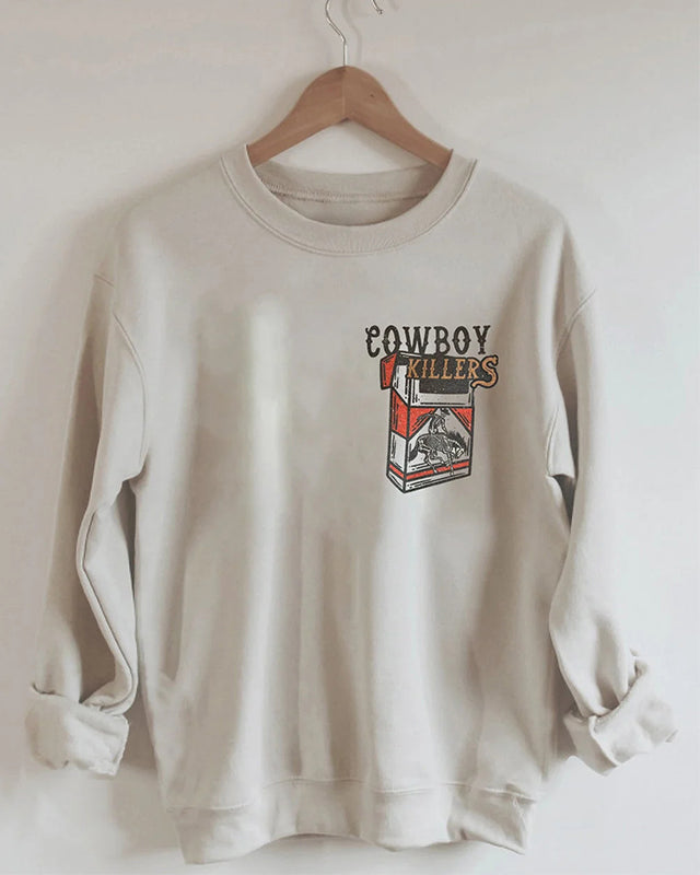 Cowboy Print Casual Sweatshirt