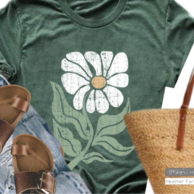 Flower Tee Shirt, Botanical Tee, Retro floral T-shirt