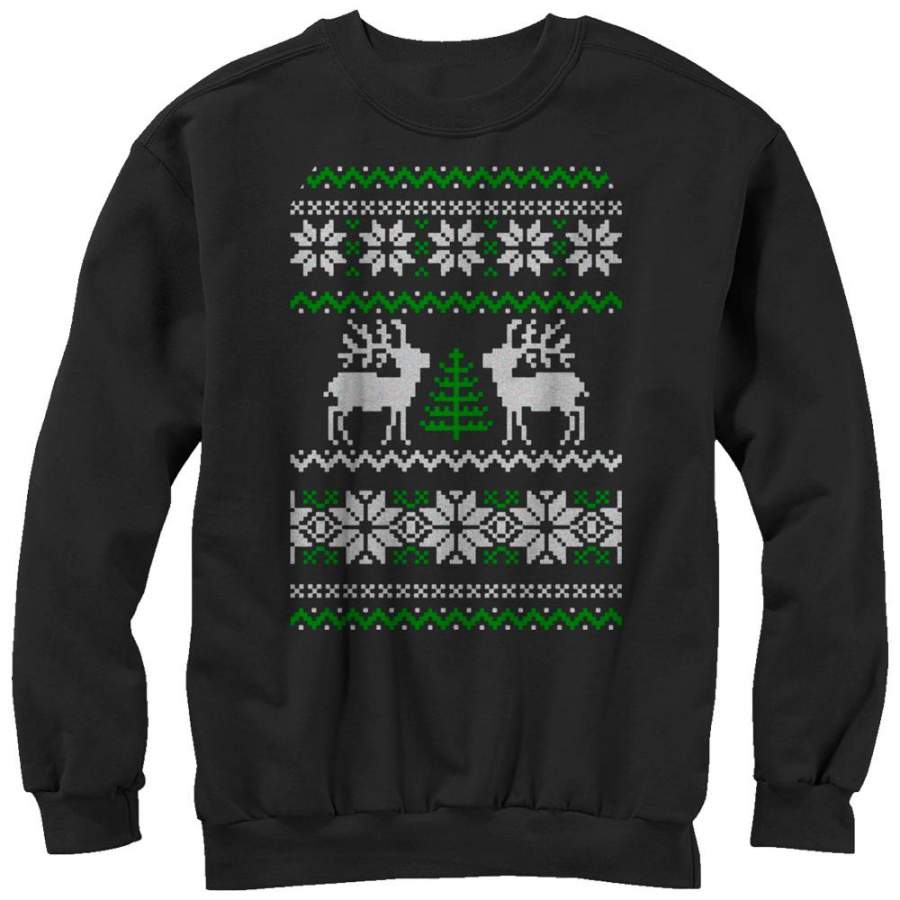 Lost Gods Women’s Ugly Christmas Tree Reindeer  Sweatshirt Black