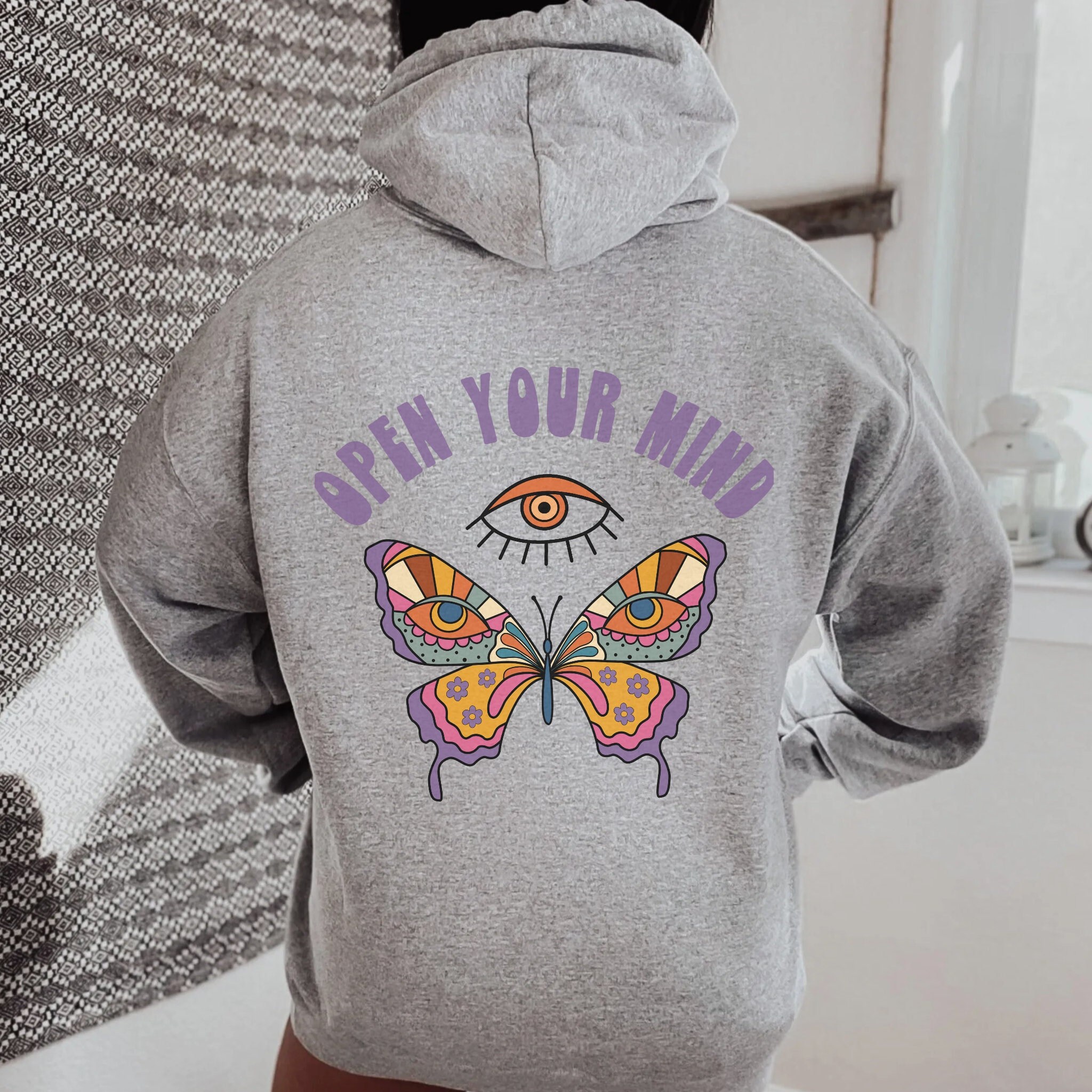 Open Your Mind Hoodie Oversized Hoodie with Words on Back Trendy Hoodie Aesthetic Sweatshirts Tumblr Hoodie VSCO Sweatshirts Preppy Hoodie