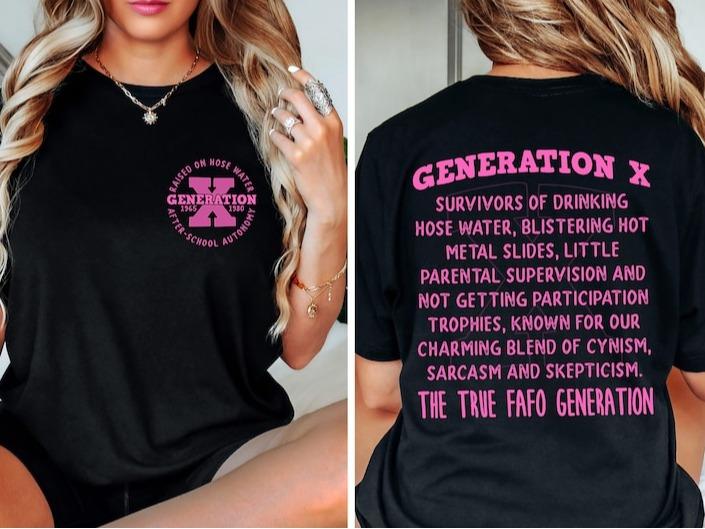 Gen X Raised On Hose Water & Neglect T-Shirt| Generation X Sublimation Tee | Trendy T-shirt, Millennial Humor