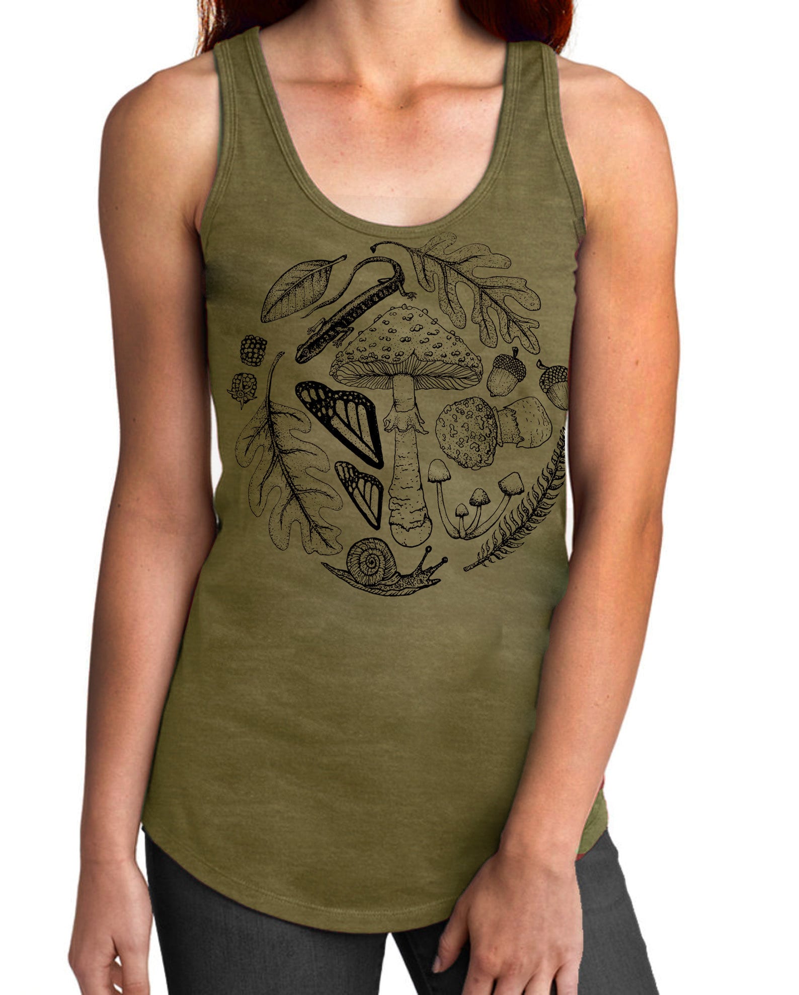 Forest Floor Tank Top mushroom shirt butterfly salamander