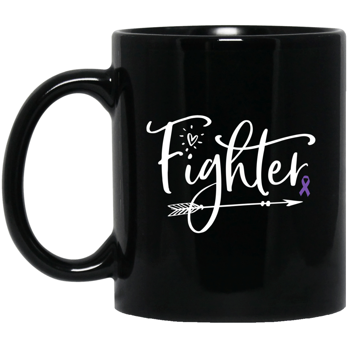 Fighter Purple Ribbon Awareness 11 Oz Black Mug