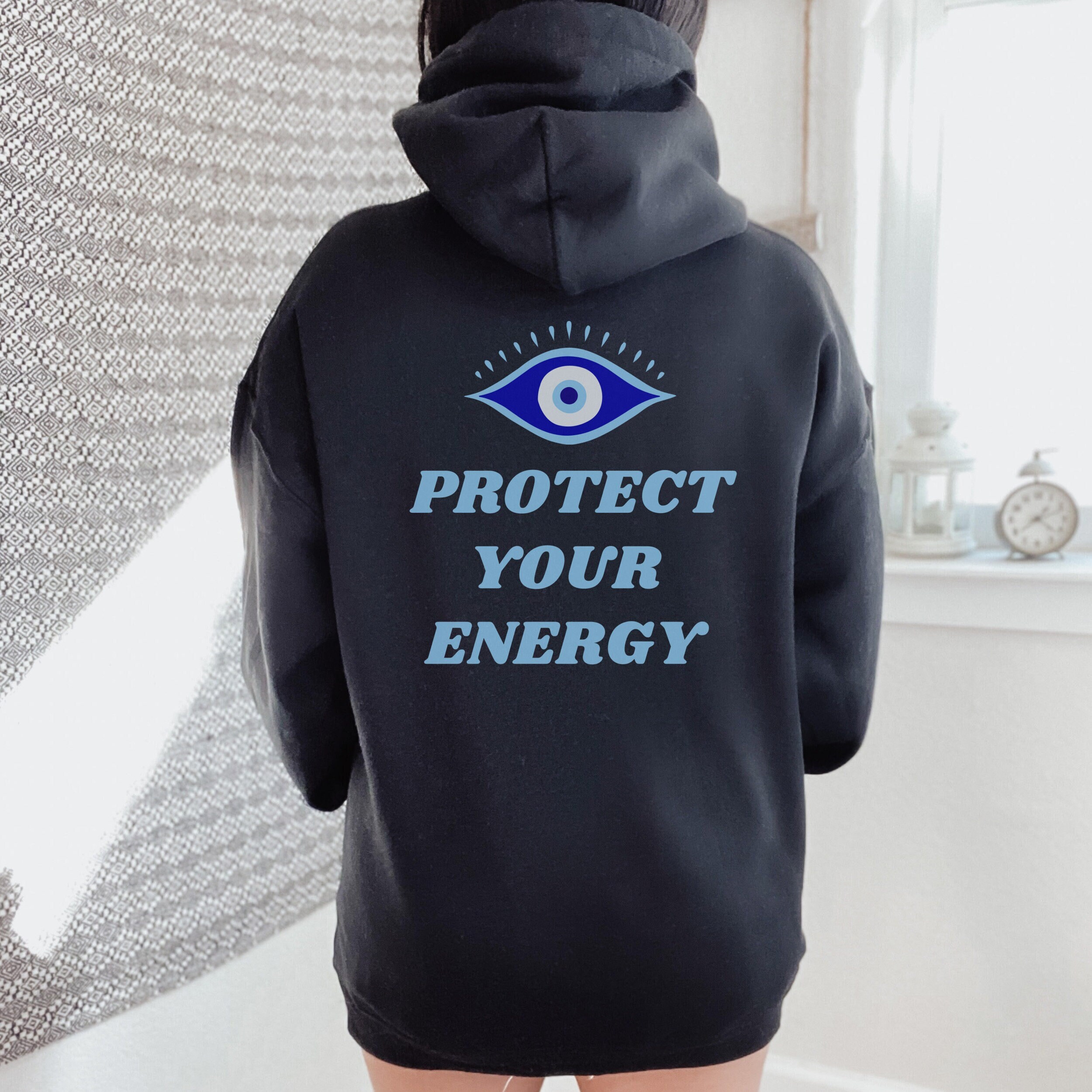 Evil Eye Hoodie Evil Eye Sweatshirt Indie Clothing VSCO Hoodie Preppy Sweatshirt Women Trendy Hoodies with Words on Back Print Hoodie Tumblr