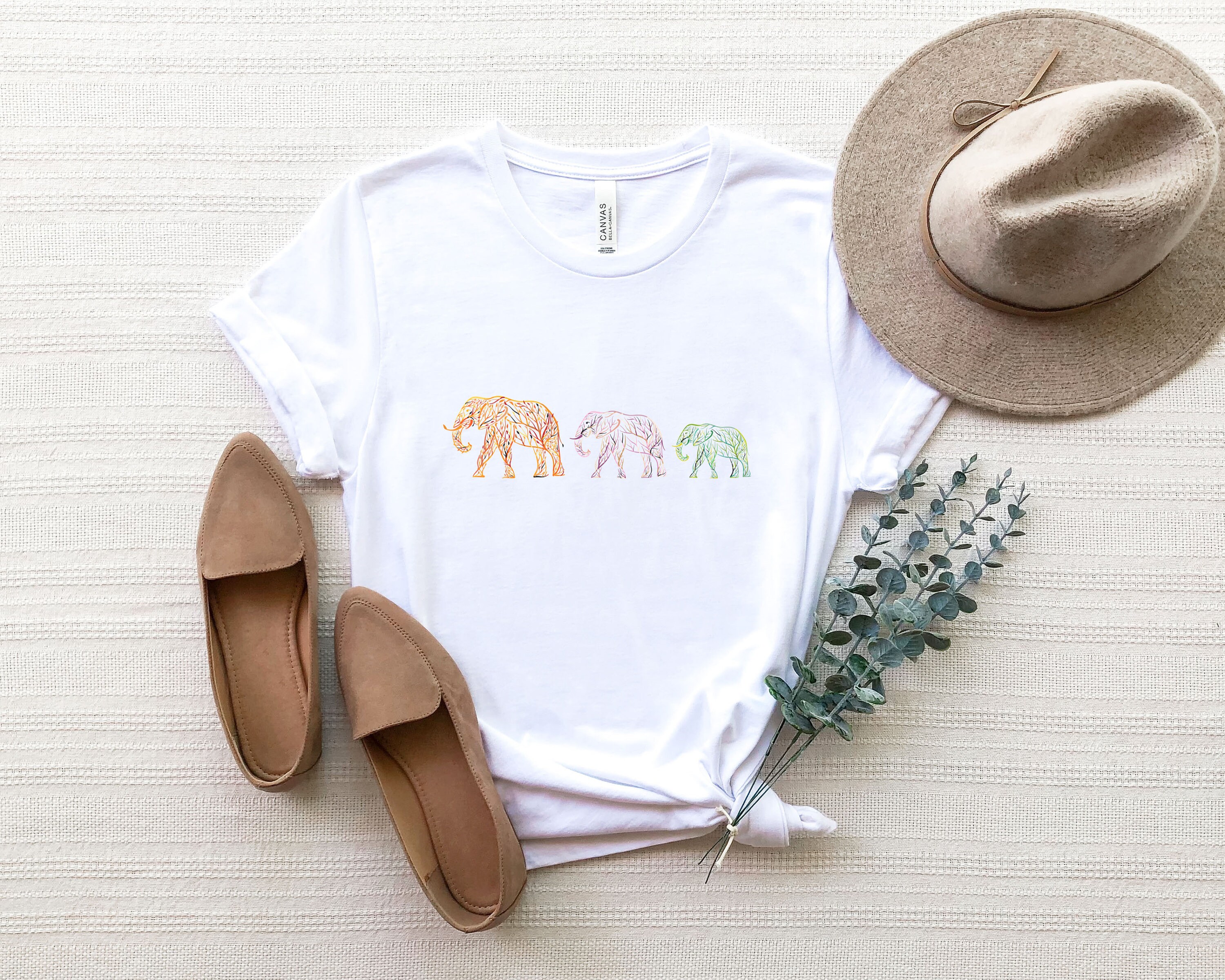 Elephant Shirt Colorful Elephant Tshirts for Women Animal Lover Shirt Nature Lover Gift Zoo Shirt Elephant Clothing Elephant Lover Gifts