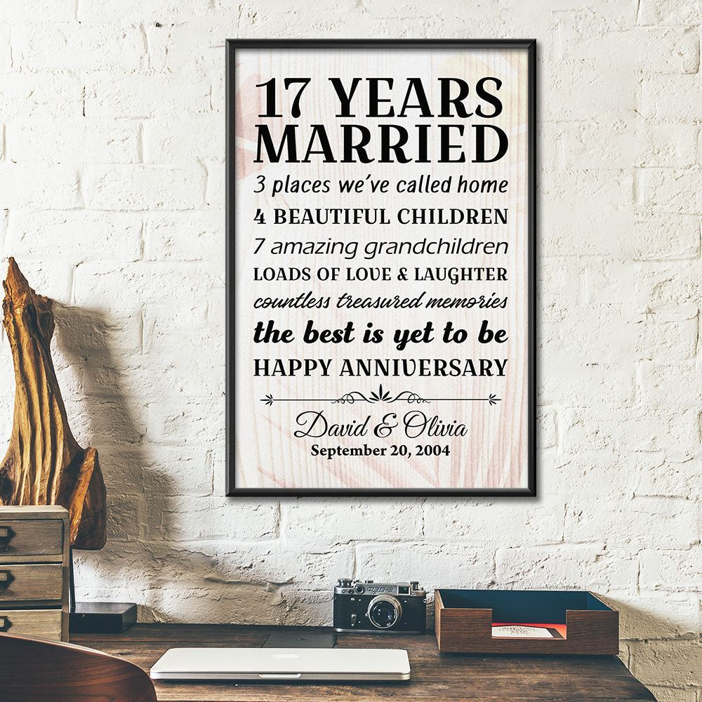 17Th Wedding Anniversary Gifts Poster For Couple, Grandparents, Grandpa, Grandma