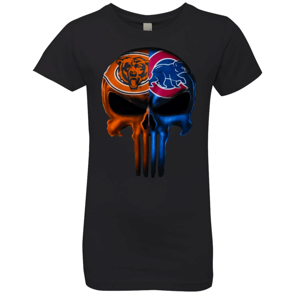 Punisher Skull Chicago Bears And Chicago Cubs Funny Sports Fans Girls Premium T-Shirt