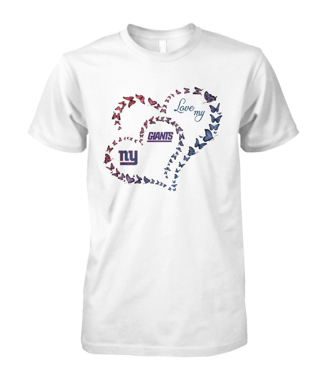 Love My New York Giants American Football Fan Girls Butterfly Heart Shirts