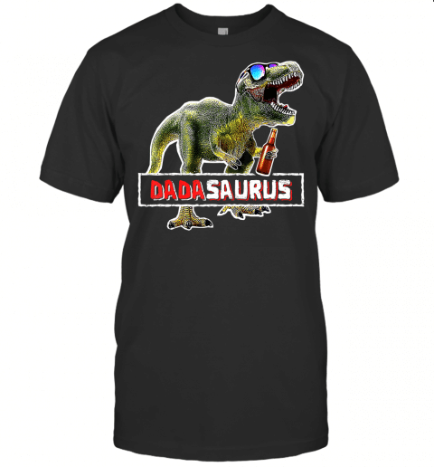 Mens Funny Dadasaurus Rex Beer Shirt Fathers Day Gifts T Rex Dad