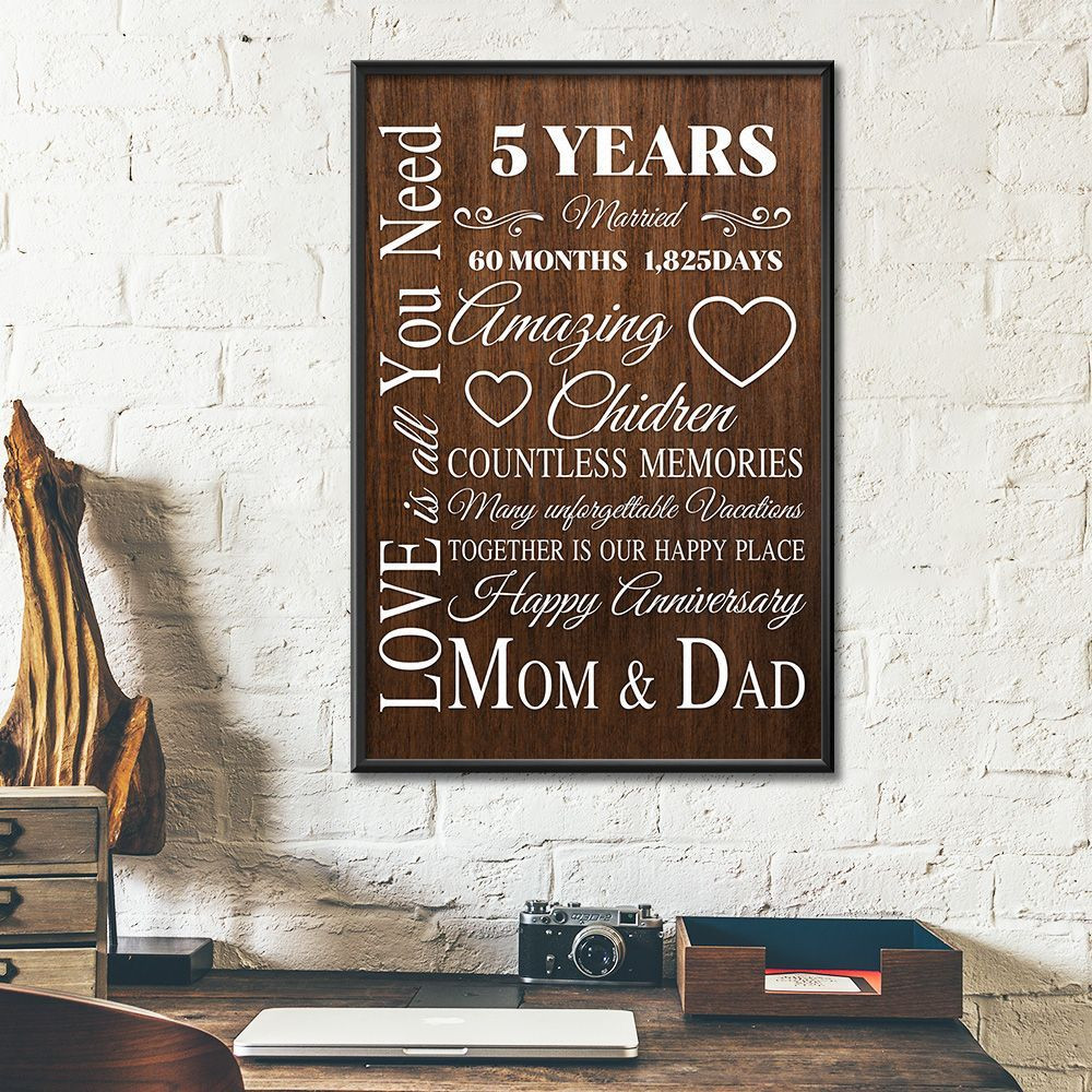 5Th Wedding Anniversary Gifts Poster For Parent, Couple, Mom & Dad