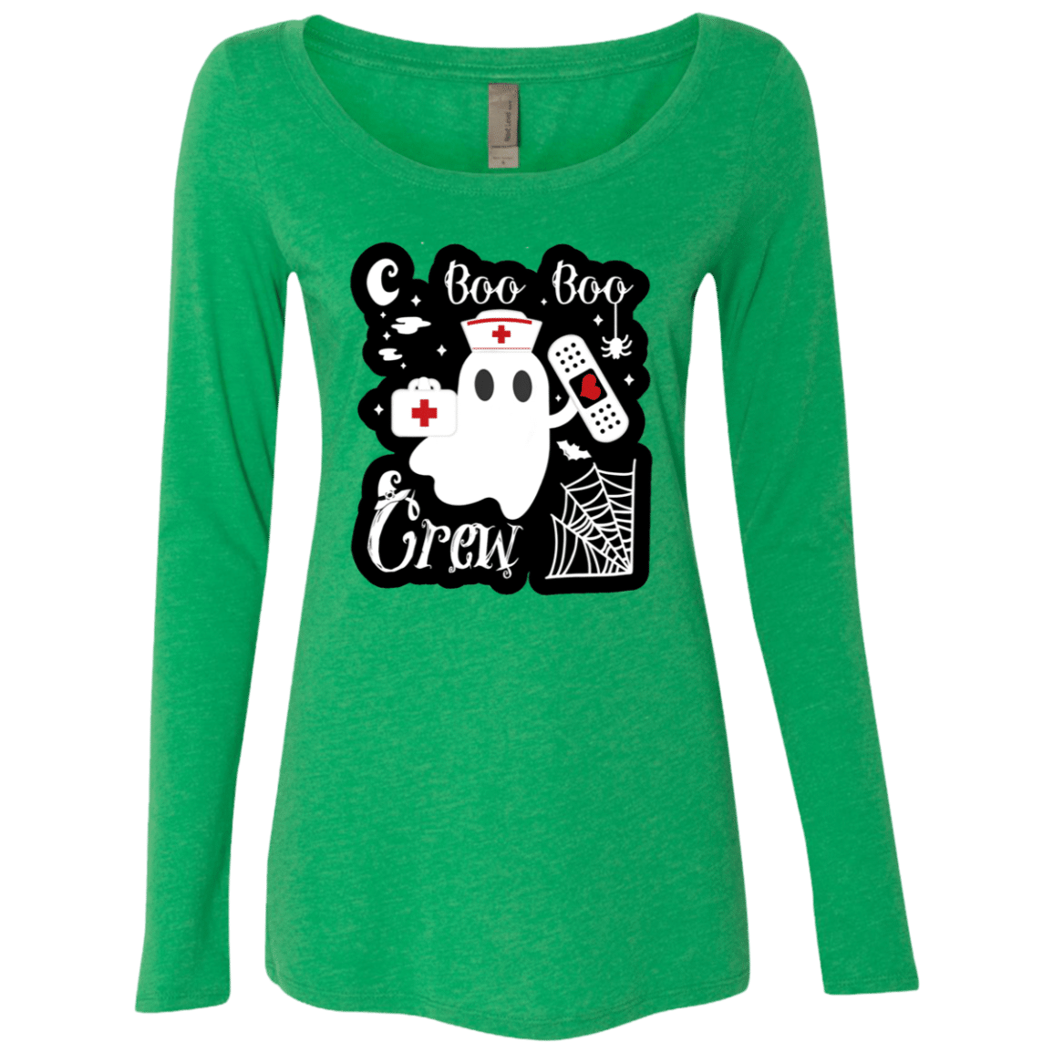 Boo Boo Crew Nurse Ghost Funny Halloween Womens Triblend Long Sleeve Shirt