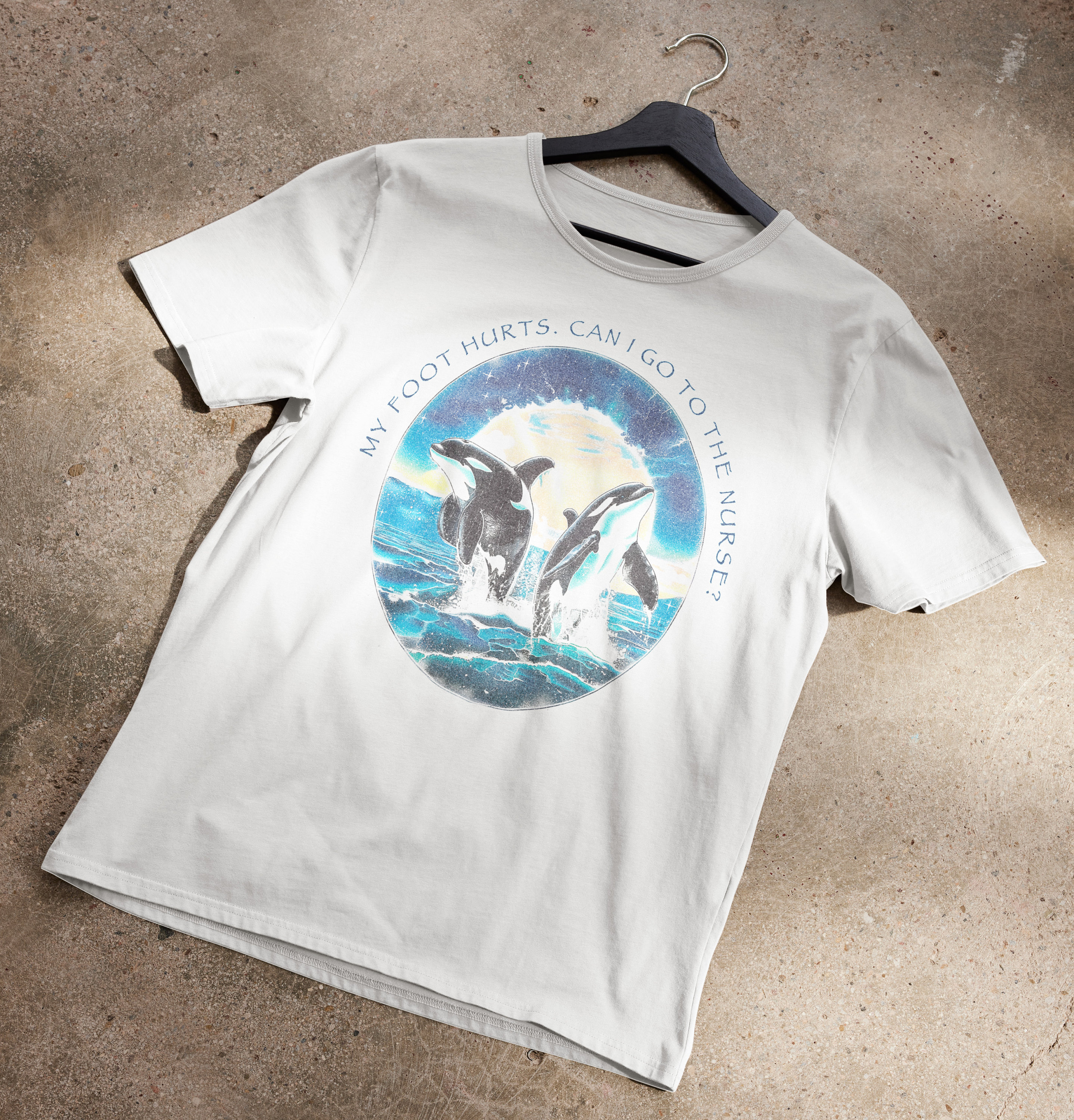 My Foot Hurts. Can I Go To The Nurse? Whales At Night T-Shirt