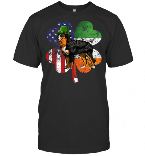 St Patricks Day Irish American Flag Bernese Mountain Dog T Shirt