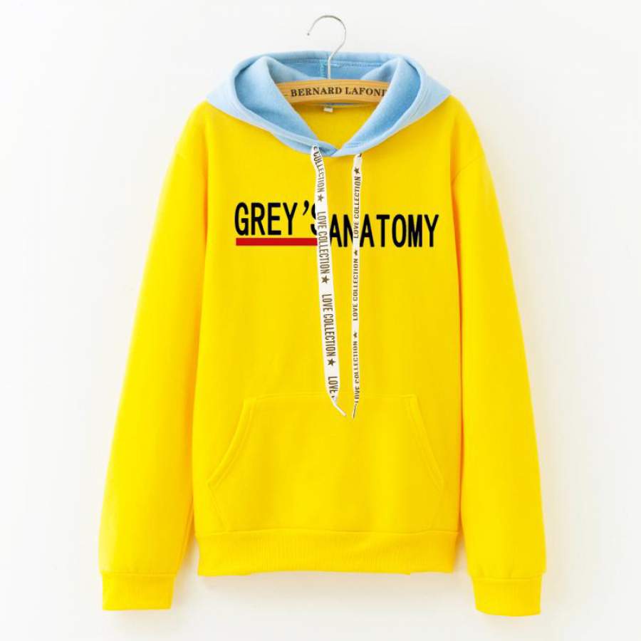 Greys Anatomy Hoodies Women Greys Anatomy Letter Color Matching Sweatshirt