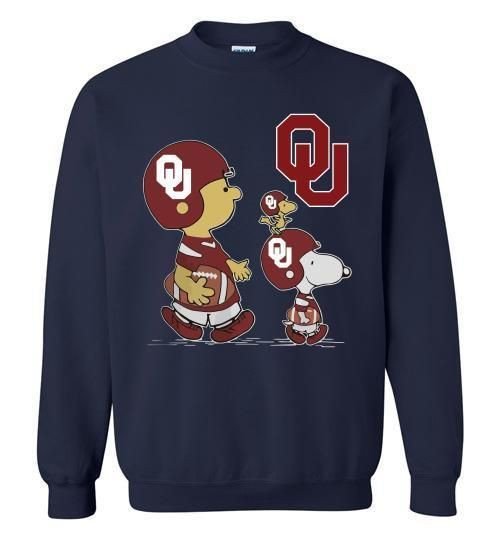 Charlie Brown Snoopy And Woodstock Oklahoma Sooners Football Sweatshirt