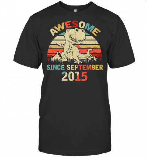 Awesome Since September 2015 5Th Dinosaur Birthday Boys Kid T Shirt