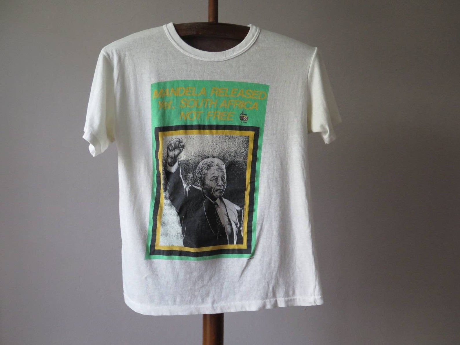 Vintage Nelson Mandela T Shirt Mandela Released Yet South Africa Not Free Anc African National Congress T Shirt Skreen Art Rare