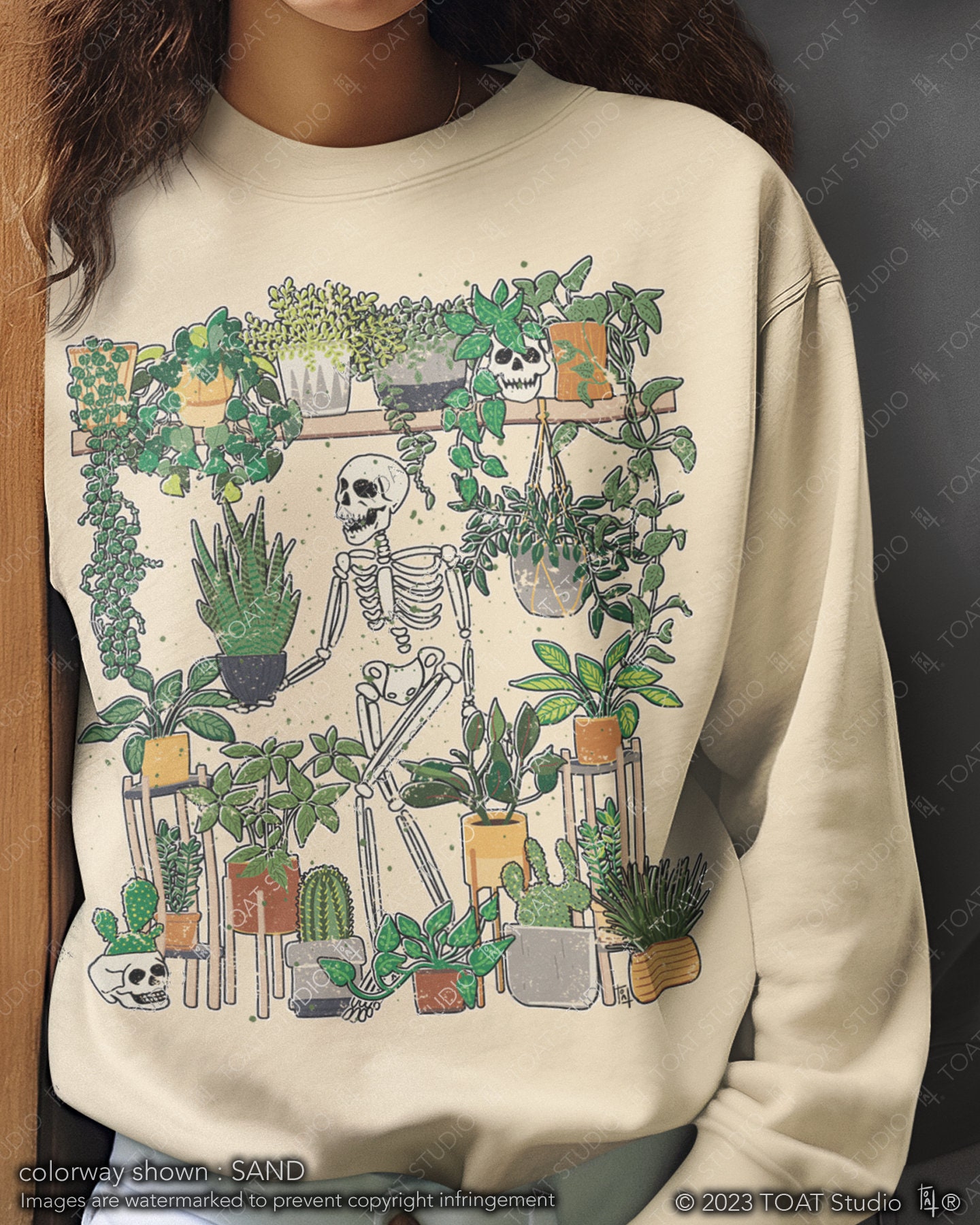 Crazy Plant Skeleton Unisex Crewneck Sweatshirt, Plants not People, Plant Therapy, Plant Parent Gift, Skeleton Gardener, Indoor Plant Lover