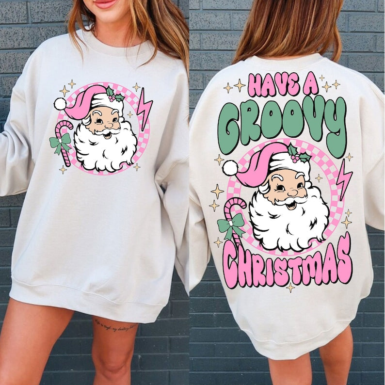 Groovy Christmas Retro Santa Claus Sweatshirt