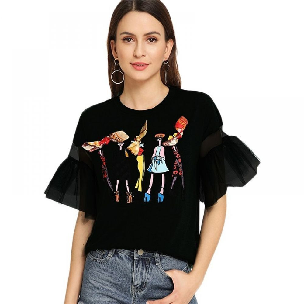 Black Cartoon Printed Shirt