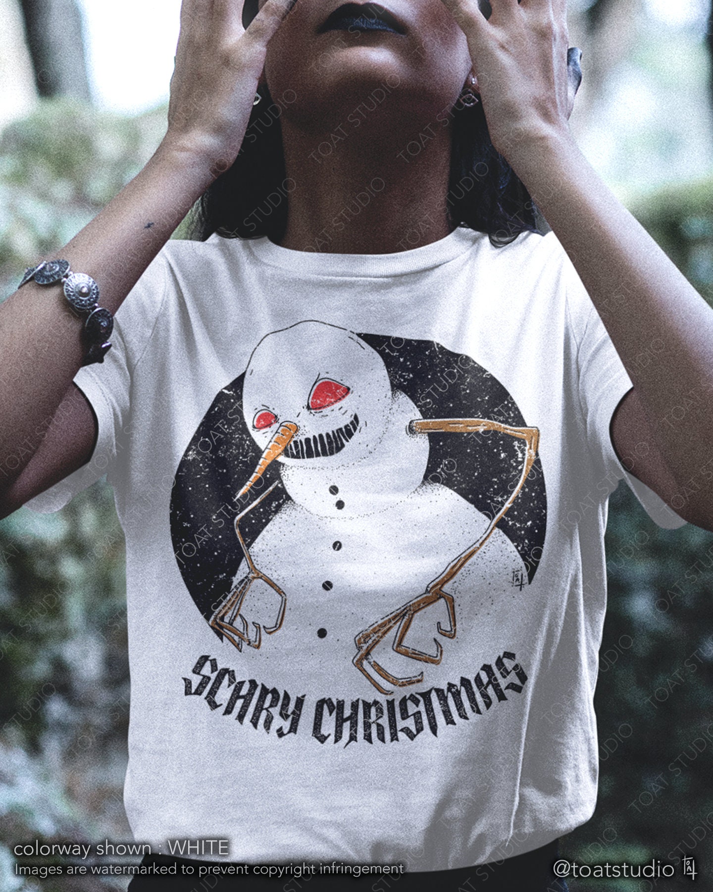 Scary Snowman Unisex T-shirt, Merry Creepmas, Spooky Christmas, Alternative Christmas, Creepy Snow Monster, Xmas Horror, Seasons Creepings