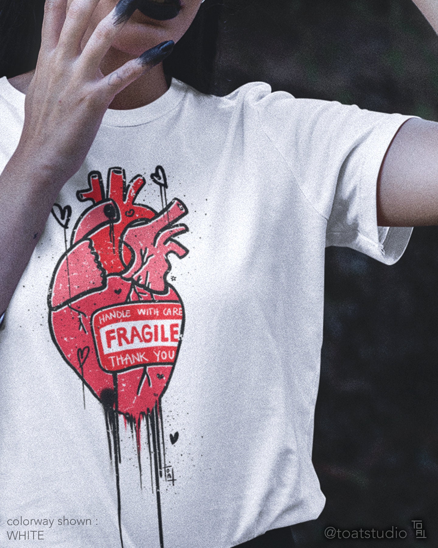 Fragile Heart Unisex T-shirt, Y2K Grunge, Handle With Care, Gothic Shirt, Anatomical Artwork, Be Kind & Gentle, Fragile Package, Dead Inside