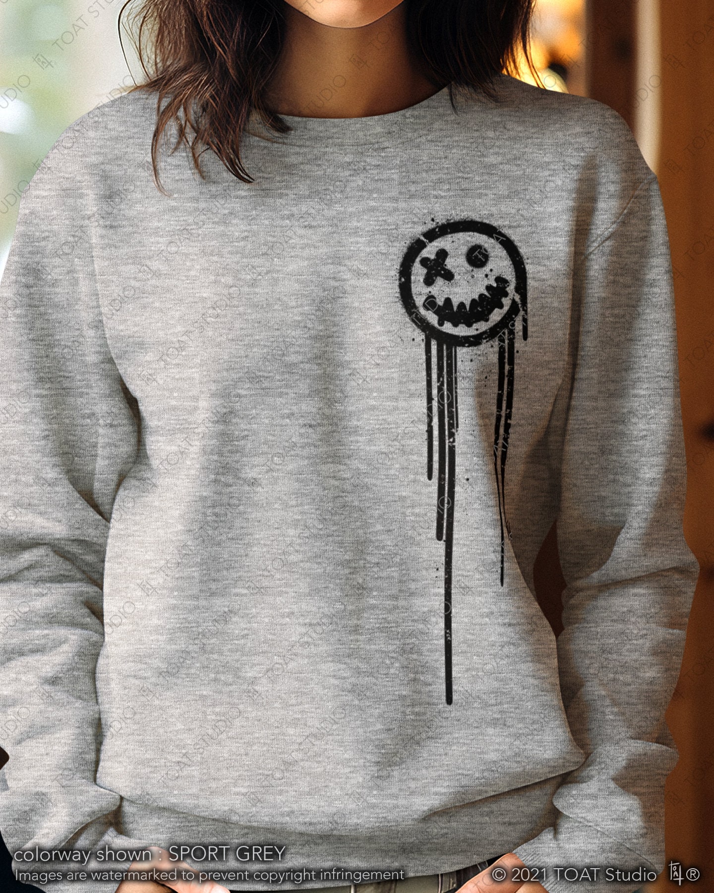 Graffiti Smiley Face Unisex Crewneck Sweatshirt, Happy Face, Graffiti Grunge, Be Kind, Smile Face Art, Happy Sweatshirt, Distressed Smile