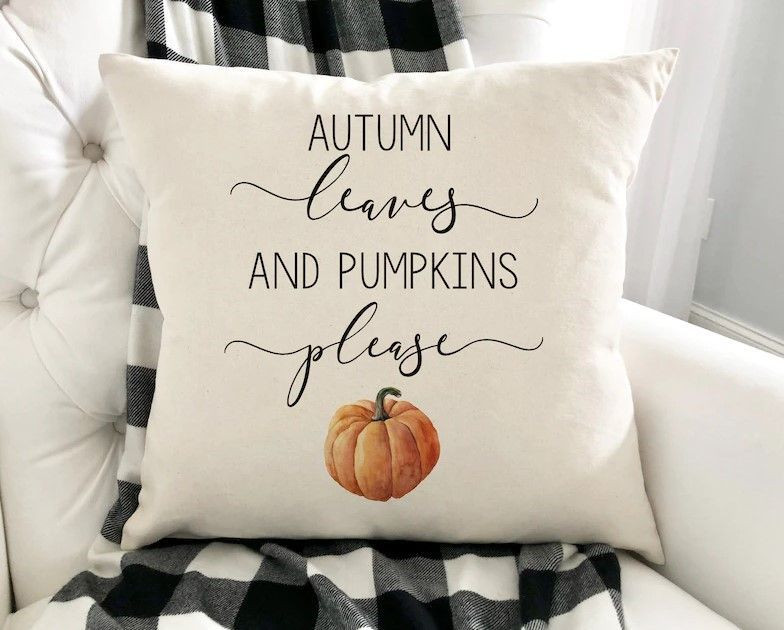 Fall Decor, Autumn Leaves And Pumpkins Please, Autumn Decor, Farmhouse Decor, Watercolor Pumpkin Pillow