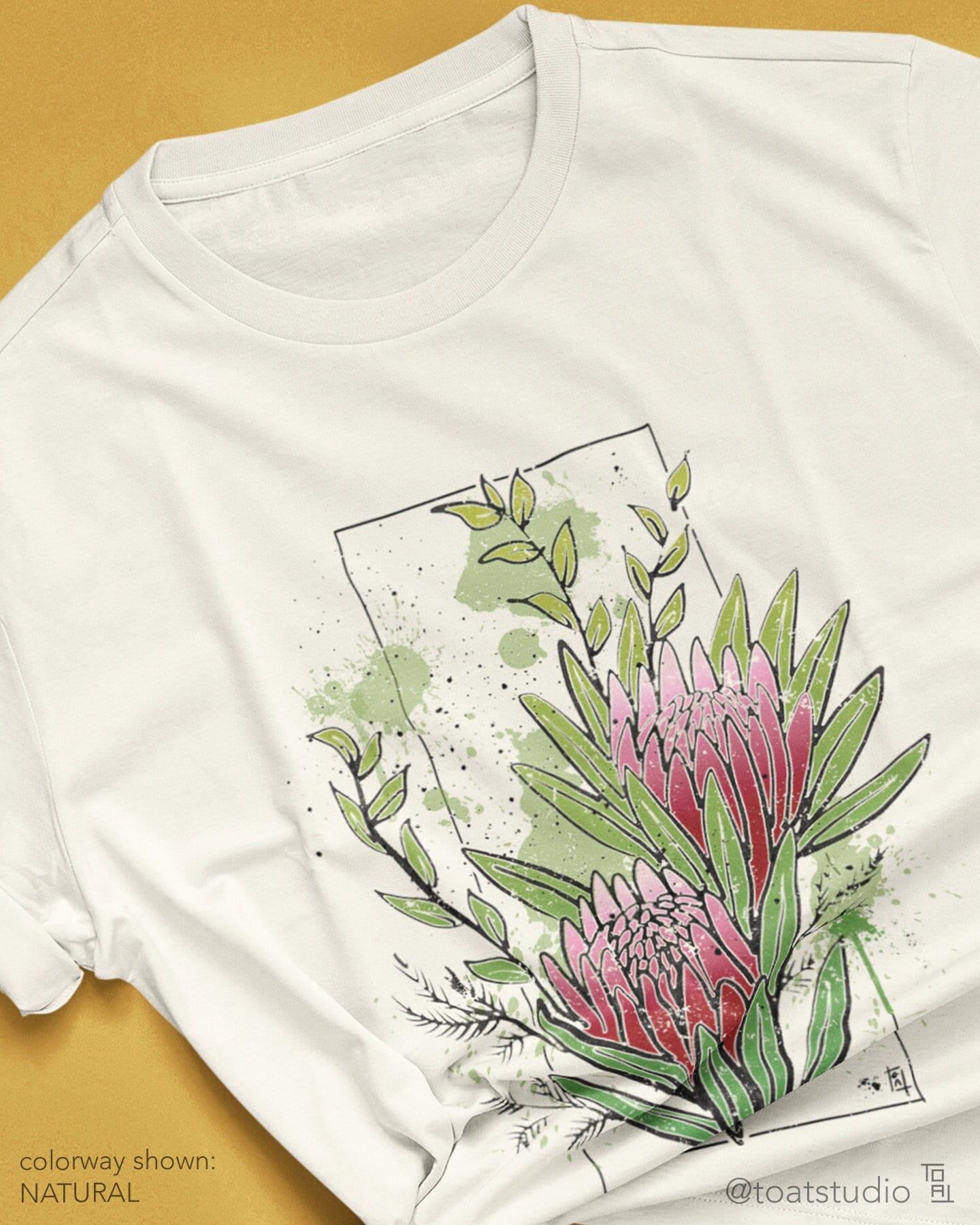 Protea Unisex T-shirt, Plant Decor Drawing, Botanical Floral Illustration, Flower Garden, Protea Flower Bouquet, Plant Lover Gift, Gardener