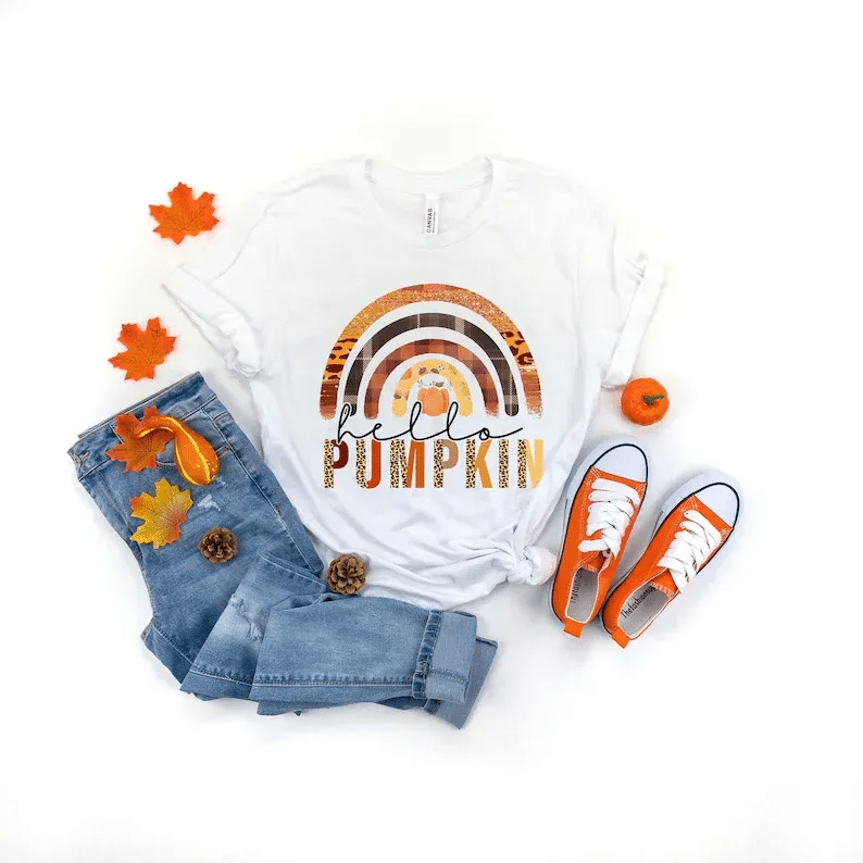 Hello Pumpkin Shirt,Hello Pumpkin Rainbow Shirt,Thanksgiving Vacation Shirt,Family Thanksgiving Shirt