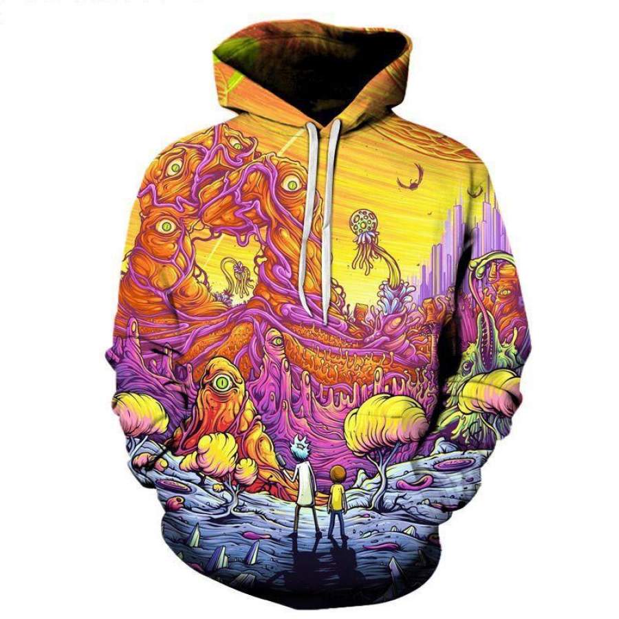 Rick and Morty Alien 3D Printed Hoodies Pullover Sweatshirt