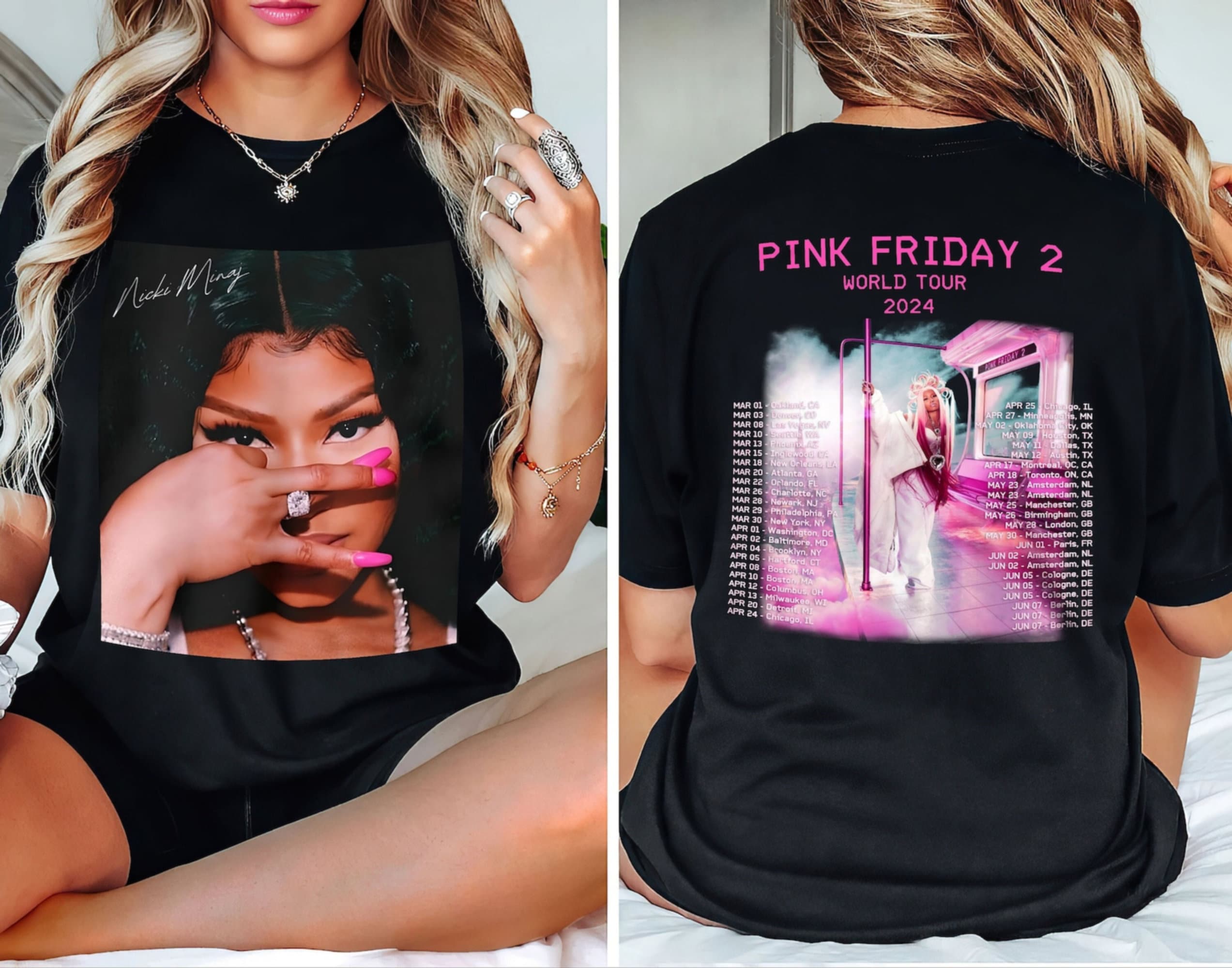 Pink Friday 2 Airbrush Nicki Minaj 2 Sided Shirt, Nicki Minaj Tour Shirt, Nicki Minaj Merch, Pink Friday 2 World Tour Shirt 1669630952