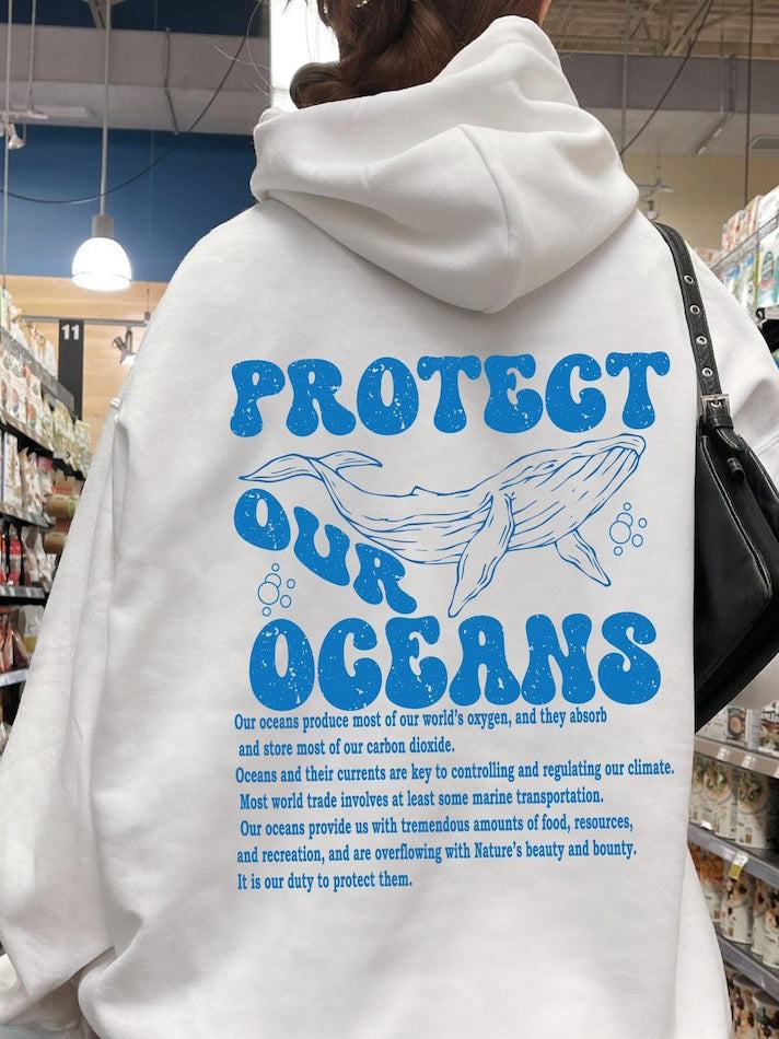 Protect Our Ocean Whale Surfing Hoodie