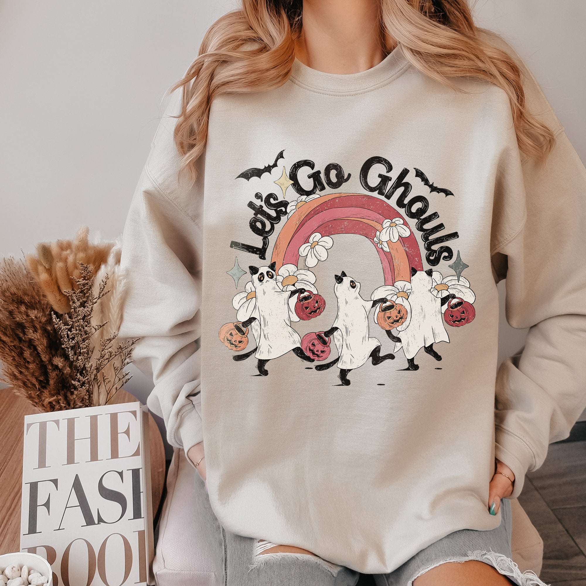 Black Cat Ghost Halloween Sweatshirt