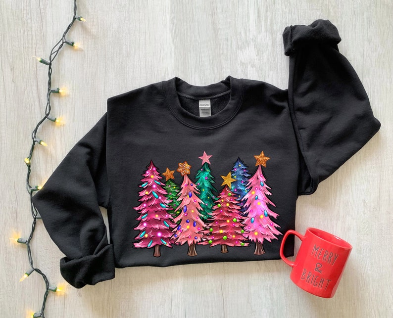 Pink Tree Christmas Crewneck Sweatshirt