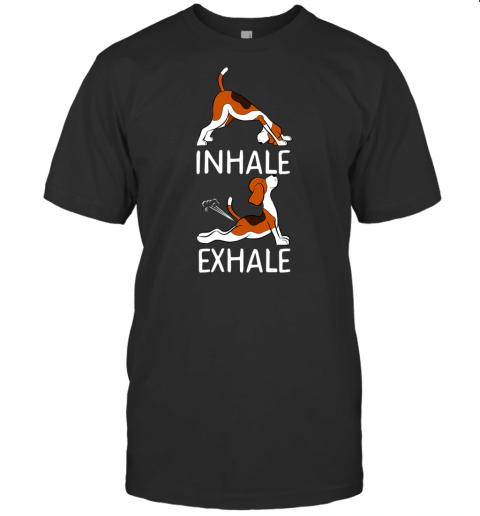 Inhale Exhale Beagle Dog Yoga Funny Farting Fart Joke Meme T Shirt