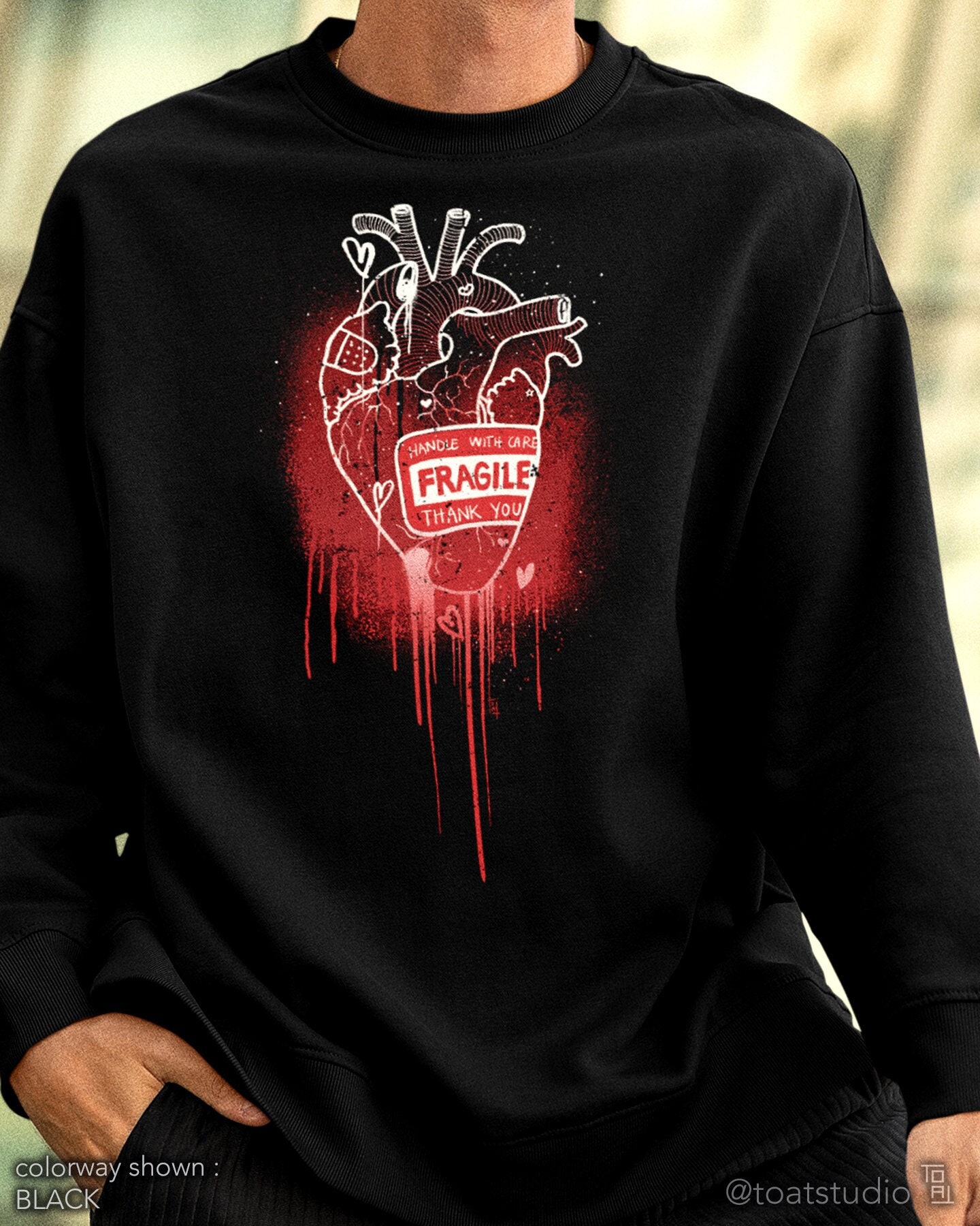 Handle With Care Heart Crewneck Sweatshirt, Fragile Package, Anatomical Heart, Heart Anatomy, Medical Doctor Gift, True Crime shirt