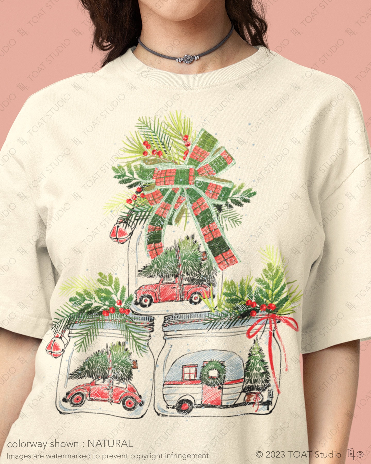 Christmas Mason Jars Unisex T-shirt, Christmas Ornaments, Camping Airstream, VW Bug, Vintage Xmas, Holiday Jar Centerpiece, Farmhouse Decor