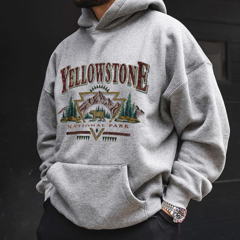 Men’S Yellow Stone National Park Print Vintage Sweatshirt