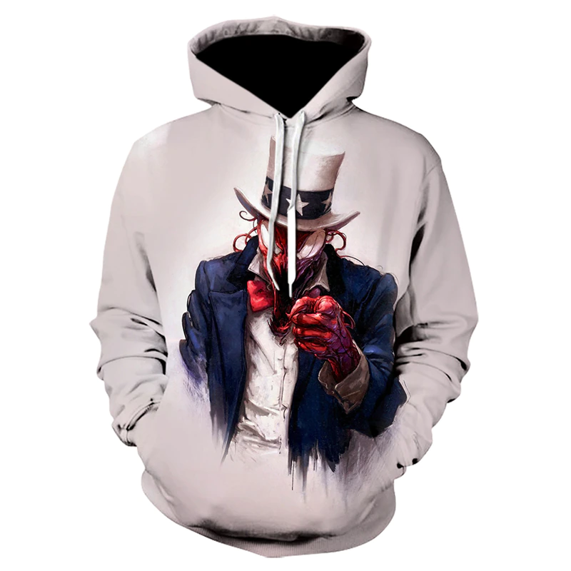 Men’S Halloween Cosplay Costumer Venom Scary Face Pull Over Hoodie