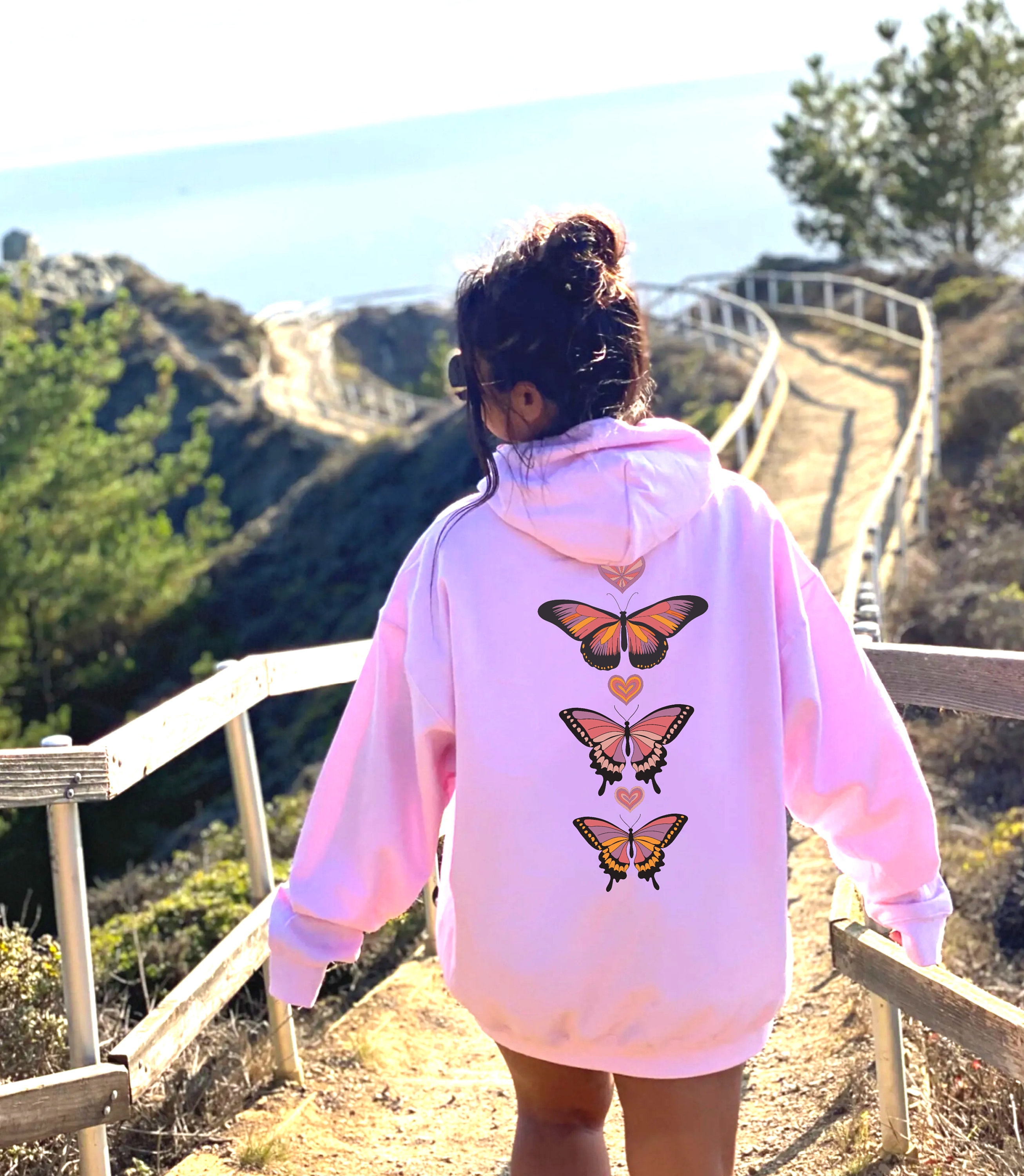 Oversized Butterfly Hoodie Back Side Only Retro Trendy Sweatshirts VSCO Hoodie Tumblr Hoodie Y2K Clothing Boho Hoodie Aesthetic Clothes