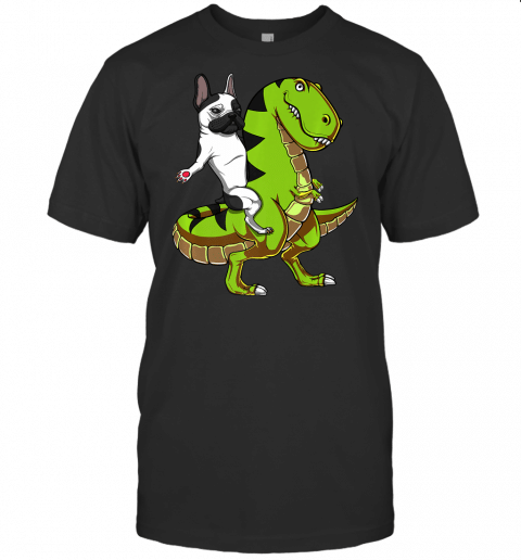 French Bulldog Riding T Rex Dinosaur Funny Kids Boys Girls Premium T Shirt