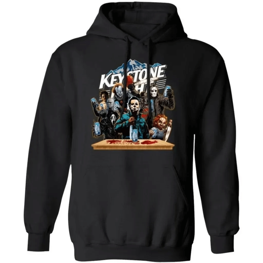 Horror Characters Drink Keystone Light Hoodie Funny Halloween Gift Tt09