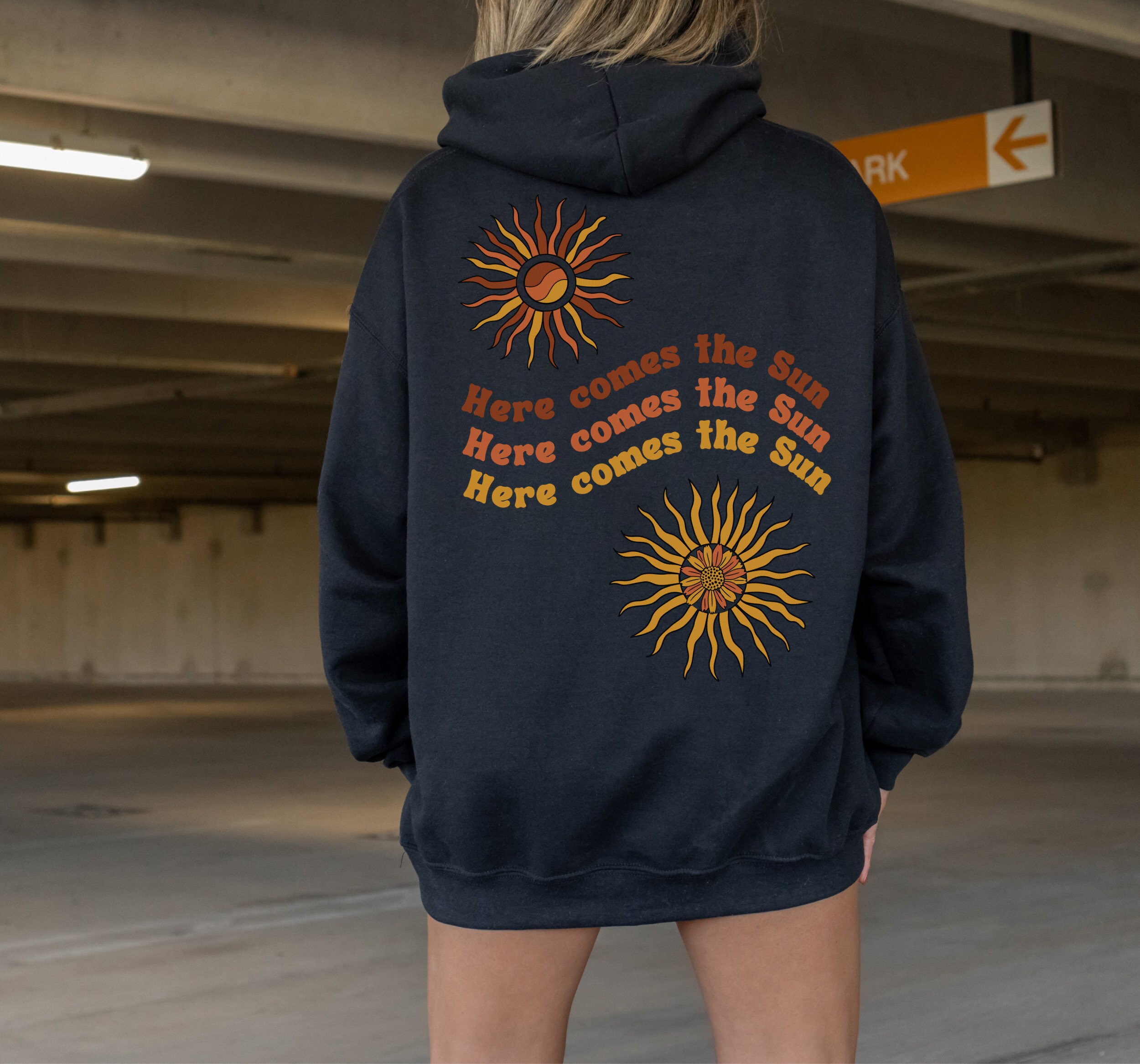 Here Comes the Sun Hoodie with Words on Back Retro Aesthetic Hoodie Trendy Hoodie VSCO Hoodie Tumblr Hoodie TikTok Hoodie Preppy Hoodie