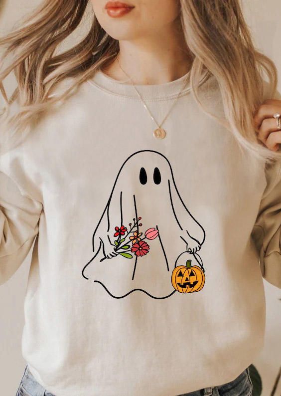 Halloween Ghost Pumpkin Pullover Sweatshirt