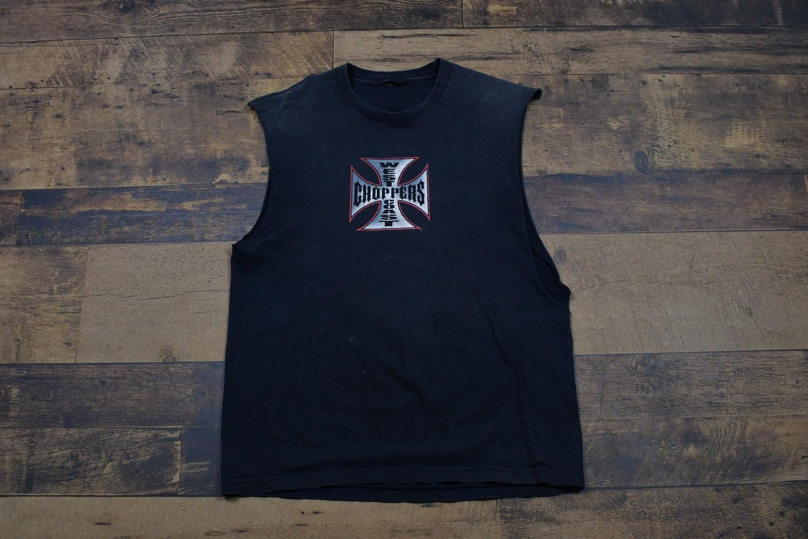 West Coast Choppers Vintage Sleeveless T-Shirt / Long Beach California Motorcycle Brand Logo Graphic / 80S / 90S / Streetwear / Retro Style