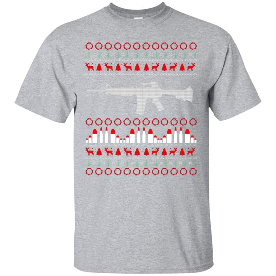 AR-15 Machine Gun Ugly Christmas Sweater Tee Shirt