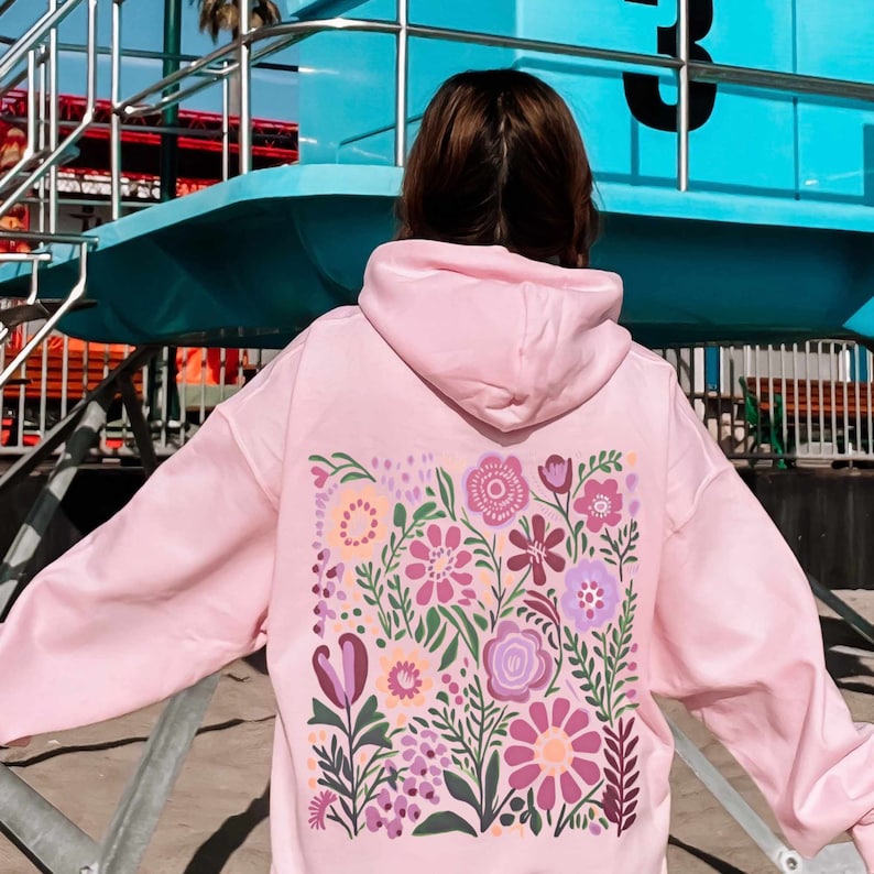 Oversized Wildflowers Hoodie Pressed Flowers Hoodie